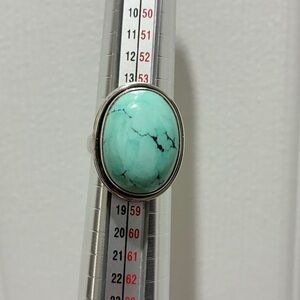 Turquoise & Sterling Silver Oval Stone Ring